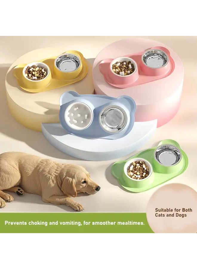 وعاء طعام أصفر من الفولاذ المقاوم للصدأ مزدوج الطبقات بتصميم مائل لمنع القيء، سهل التنظيف وقابل للفصل، وحدة تغذية طعام بطيئة للكلاب متوسطة وكبيرة الحجم - Image 5