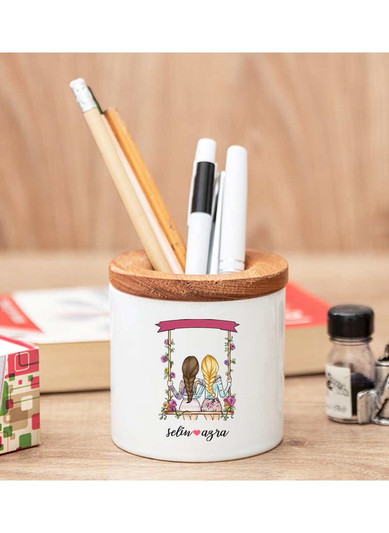 Hediye Dükkanı Gift Shop Personalized Best Friends Swing Design Pencil Holder 