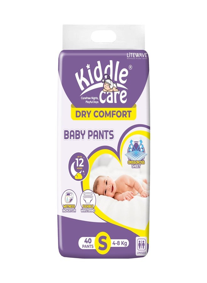 Kiddle Care Dry Comfort Baby Diaper Pants | Small (S) | Pack of 1 | 40 Pieces | 4-8 Kg | Up to 12 Hours Protection, Prevents Leakage, Wetness Indicator Easy Movement - Image 1