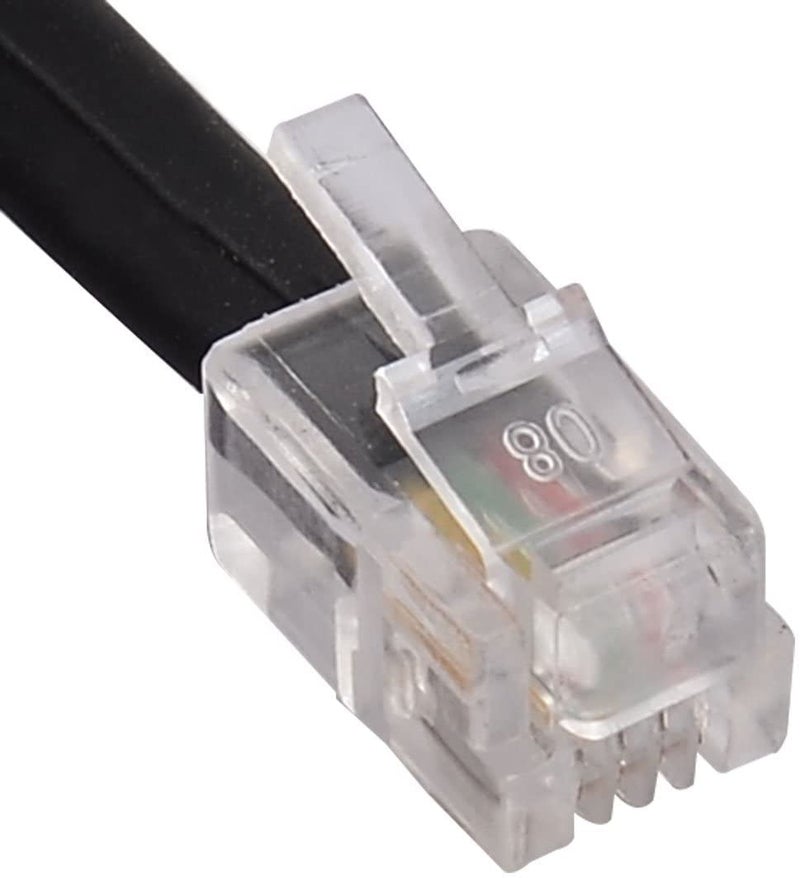 كابل هاتف بلاستيكي ملفوف محول موصل 4P4C لخط هاتف الفاكس أسود - Image 3