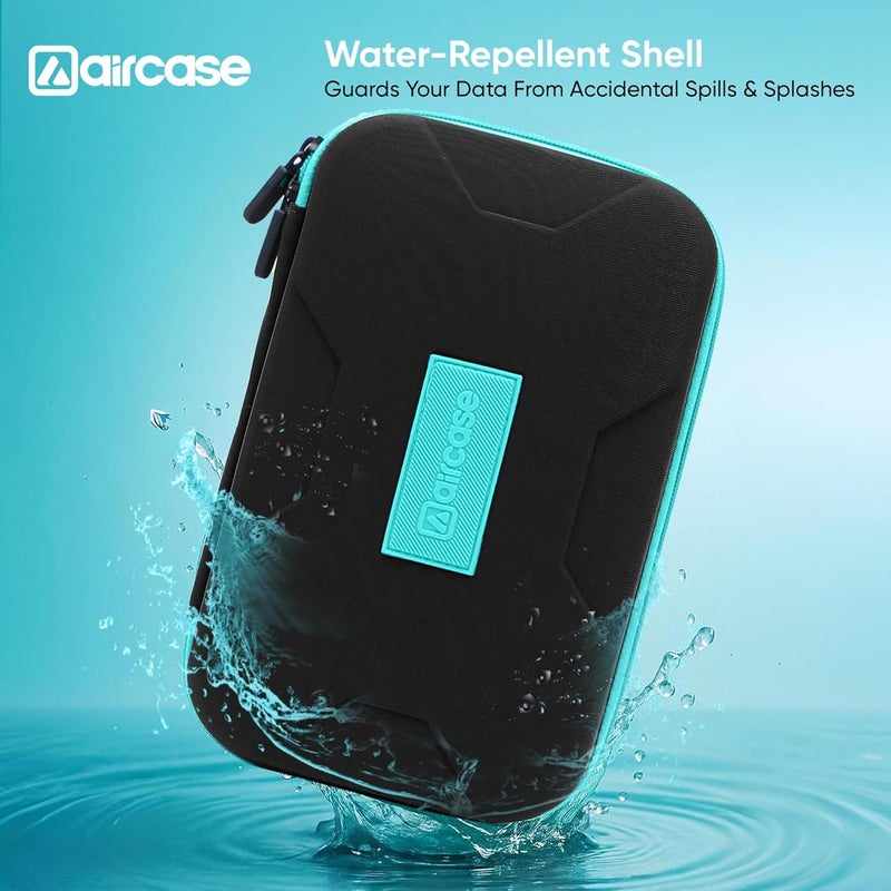 AirCase حقيبة تنظيم الإلكترونيات مع غلاف EVA الصلب المقاوم للصدمات وبطانة ناعمة، 2 جيب شبكي، 8 حلقات مرنة، 2 جيب بسحاب | منظم أدوات السفر لمحركات HDD/SSD وبنوك الطاقة وكابلات المحولات (أسود) - Image 3