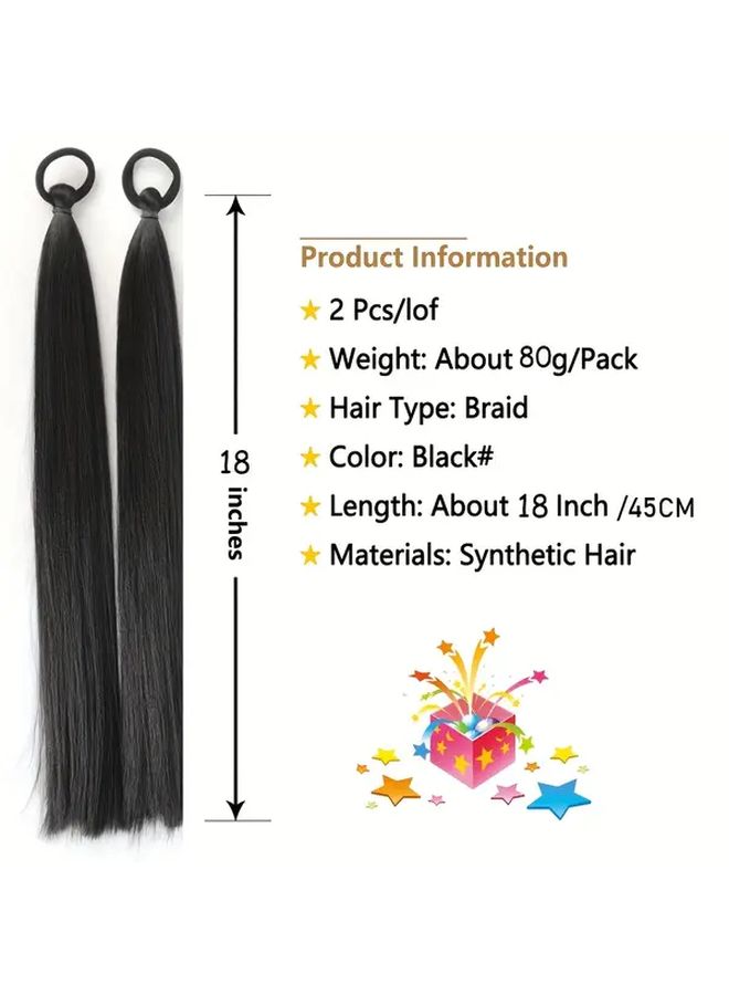 Deep Grey 18 Inch Straight Ponytail Extensions 2 Pack Easy Style Secure Attachment - Image 4