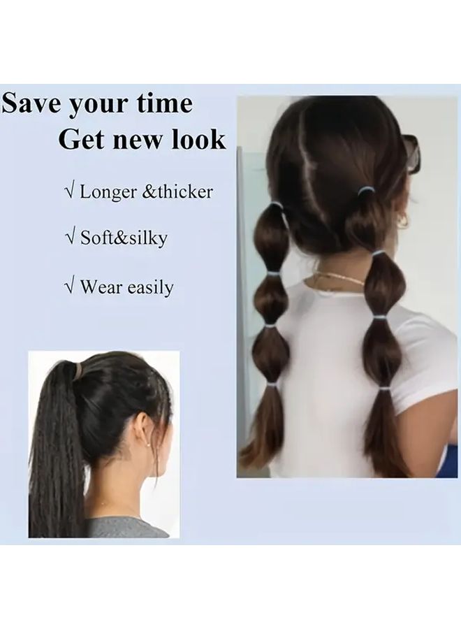 Deep Grey 18 Inch Straight Ponytail Extensions 2 Pack Easy Style Secure Attachment - Image 3