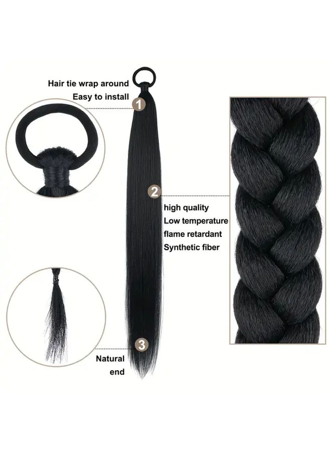 Deep Grey 18 Inch Straight Ponytail Extensions 2 Pack Easy Style Secure Attachment - Image 5