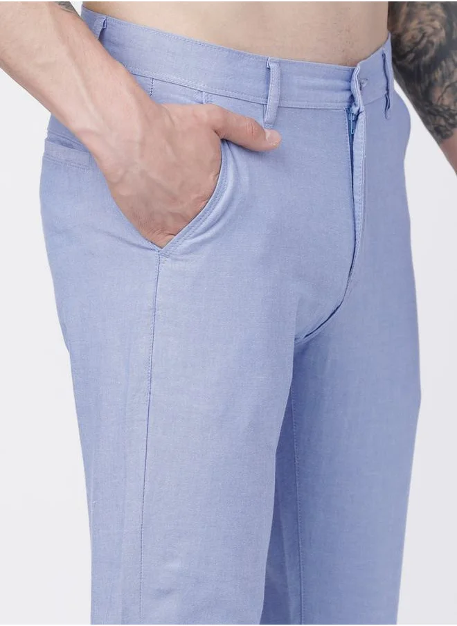 هاي لاندر Solid Mid Rise Slim Fit Chinos by Styli