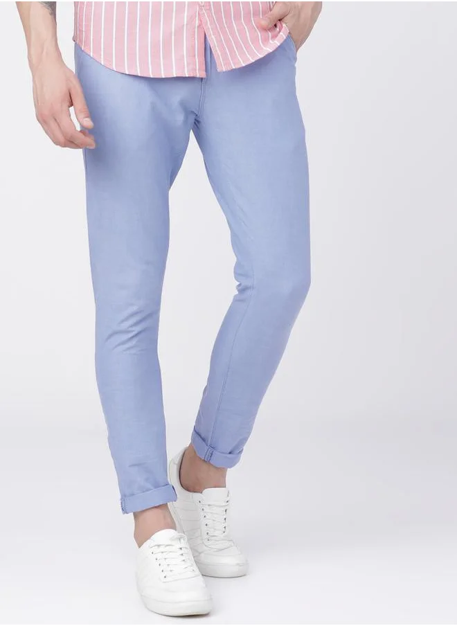 هاي لاندر Solid Mid Rise Slim Fit Chinos by Styli