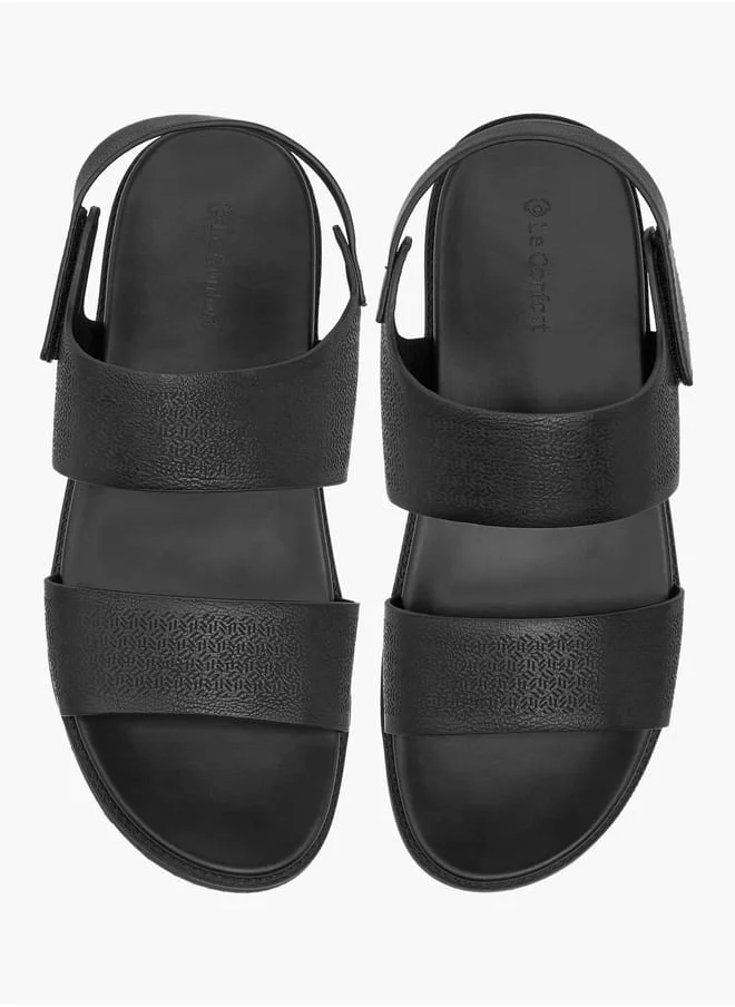 لو كونفورت Men's Textured Sandals with Hook and Loop Closure