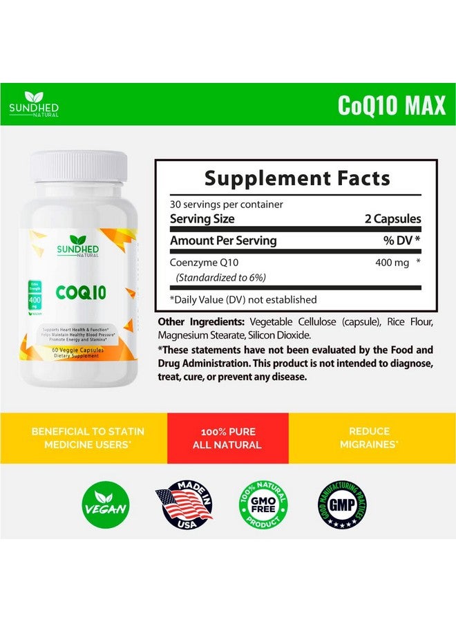 Sundhed Natural Coq10 Powerful Antioxidant Support Wellness Functions Promotes Energy (Capsules 400Mg) - Image 4