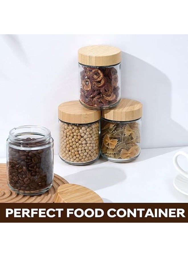 LENND Overnight Oats Jars with Bamboo Lids, 16oz Airtight Glass Jars with Lids, Wide Mouth Mason Salad Canister, Glass Food Storage Containers for Snacks Yogurt Spice Sugar, 4 PCS - Image 3