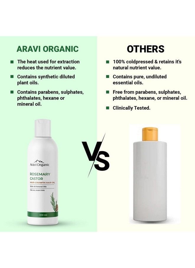 Aravi Organic - Rosemary Healthy Hair Growth Oil With Castor For Hair Growth & Hair Fall Control ; Soothes The Scalp ; Reduces Greying Hair ; Prevents Roughness Dryness & Frizzy Hair ; 200Ml - Image 1