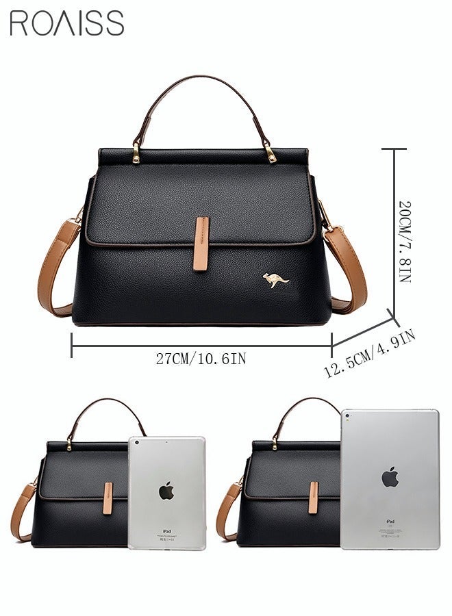 roaiss Texture Shoulder Crossbody Bag Fashion Elegant Exquisite Multipocket Charm HighQuality Fabric Large Capacity Handbag for WomenMotherGirl Friend Gift Black - Image 5