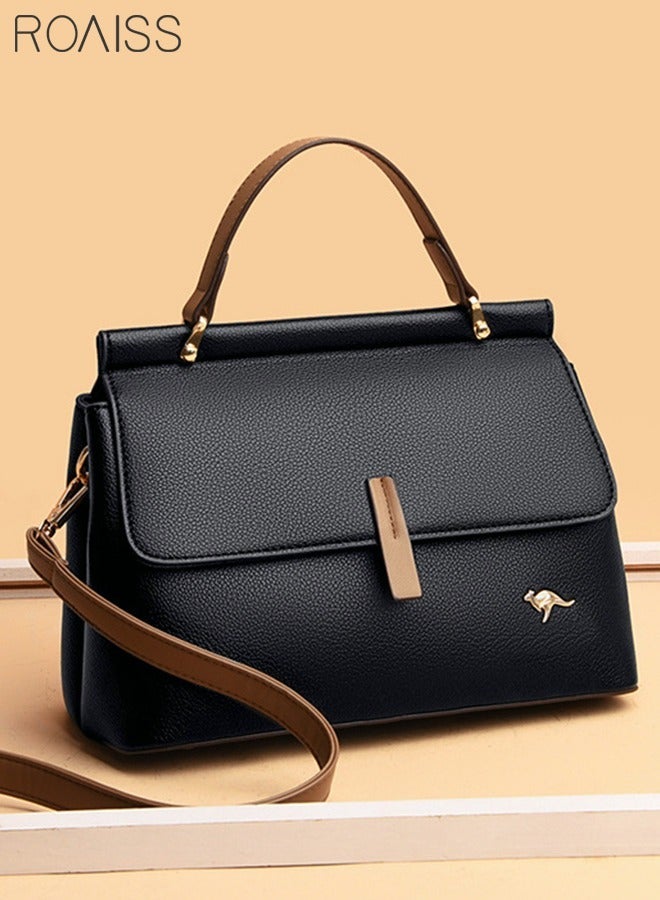 roaiss Texture Shoulder Crossbody Bag Fashion Elegant Exquisite Multipocket Charm HighQuality Fabric Large Capacity Handbag for WomenMotherGirl Friend Gift Black - Image 2