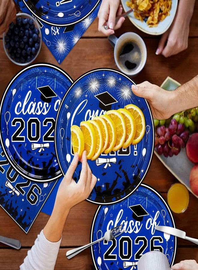 qonimi 200 Pcs Graduation Party Plates and Napkins 2026 Graduation Decoration Blue Disposable Paper Plates Luncheon Napkin Cocktail Napkins for Graduations Party Decoration,Serve 50 Guests - Image 5