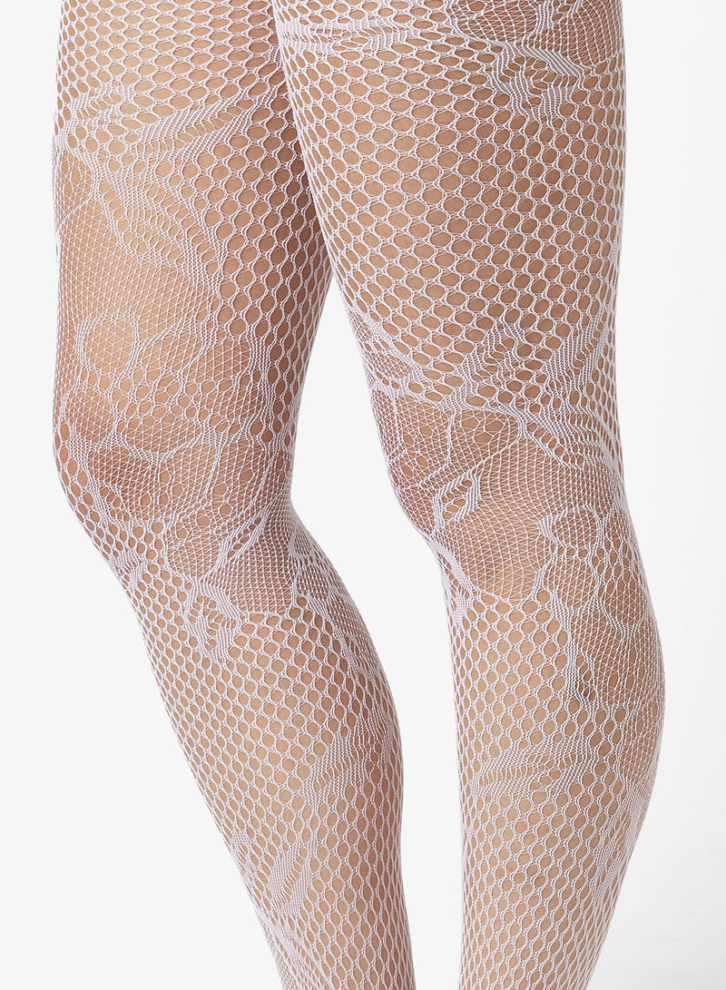 Ginger Floral Pattern Fishnet Stockings - Image 2