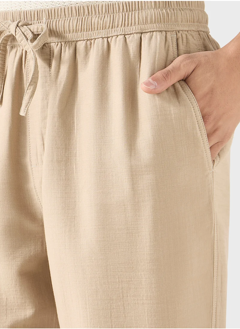 Iconic Iconic Textured Pants with Drawstring Closure and