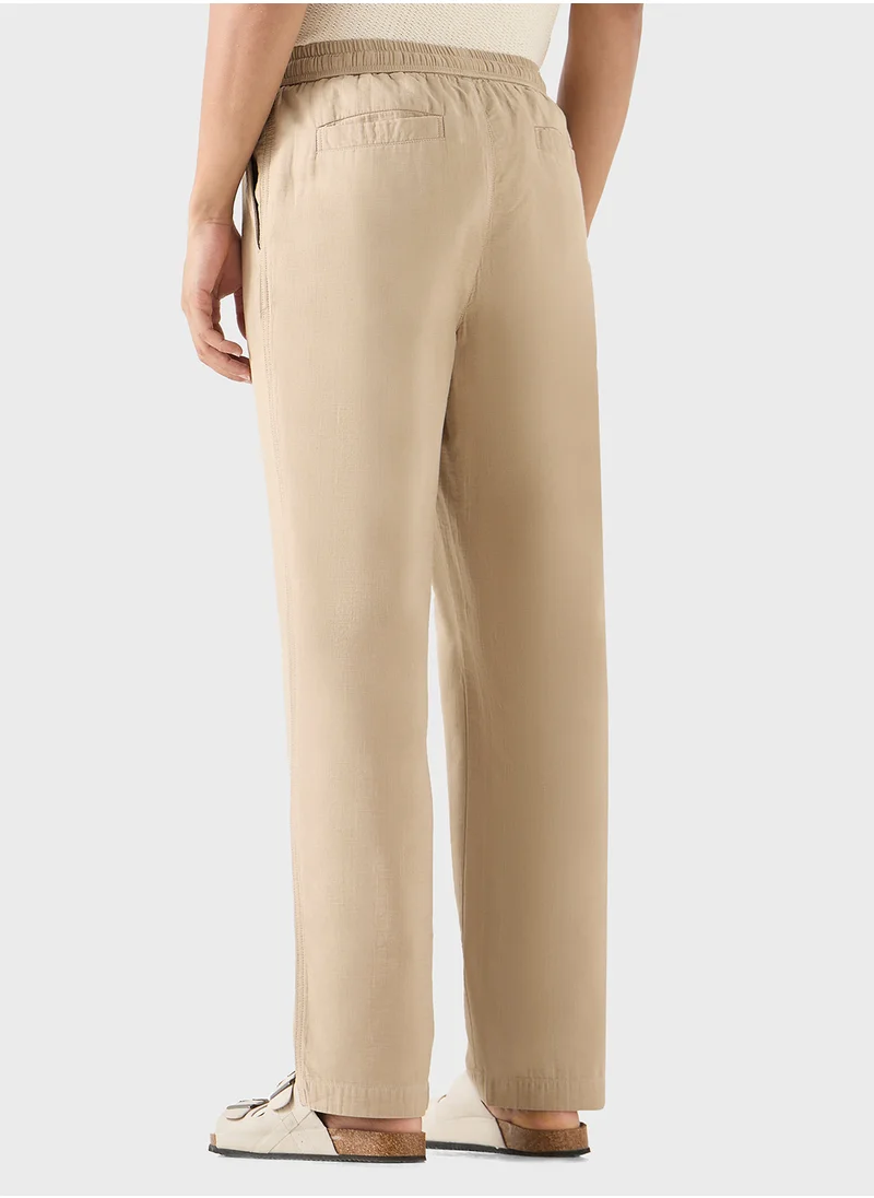 Iconic Iconic Textured Pants with Drawstring Closure and