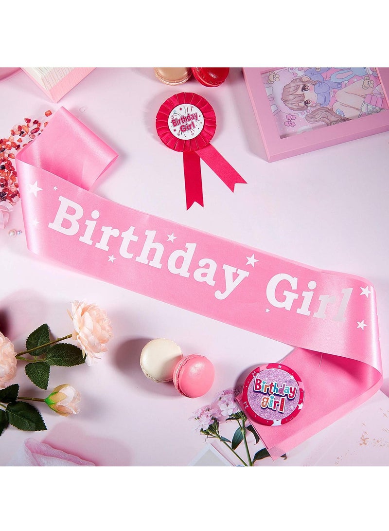 KASTWAVE مجموعة زينة شارة فتاة عيد الميلاد تتكون من 3 قطع تشمل شريط جائزة ووشاح وردي لوازم الحفلات - Image 3