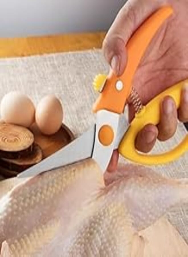 Multipurpose Kitchen Scissors - Orange and Yellow 