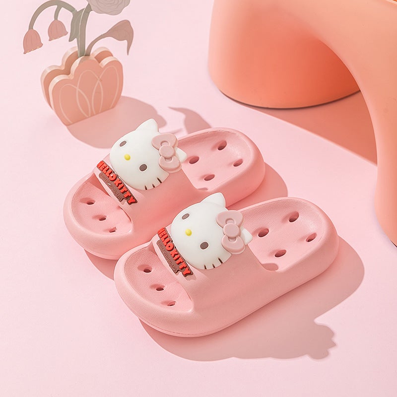 Sanrio 3D Cartoon Kids Summer Slippers Non-Slip Quick Dry Hello kitty (pink) 