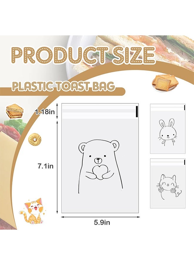 إم إكس إن 100 حقيبة طعام، كيس بسكويت بلاستيكي مطبوع على الحيوان ذاتي الغلق، أكياس نظيفة للتغليف وتخزين الطعام - Image 2