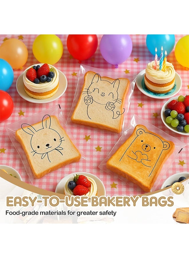 إم إكس إن 100 حقيبة طعام، كيس بسكويت بلاستيكي مطبوع على الحيوان ذاتي الغلق، أكياس نظيفة للتغليف وتخزين الطعام - Image 5