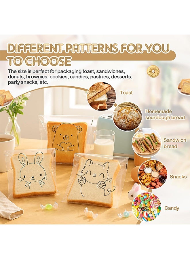 إم إكس إن 100 حقيبة طعام، كيس بسكويت بلاستيكي مطبوع على الحيوان ذاتي الغلق، أكياس نظيفة للتغليف وتخزين الطعام - Image 4