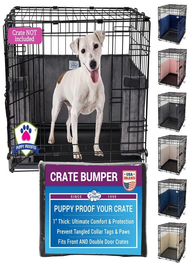 Pet Dreams واقي قفص الكلاب من بيت دريمز - بطانة مريحة وواقي لذيل الكلب داخل القفص، يناسب أقفاص آي كريت بأحجام 18، 24، 30، 36، 42، 48 بوصة (رمادي، متوسط، 30 بوصة). - Image 1