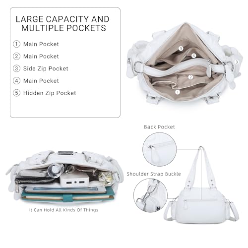Angel Kiss Small Purse Handbag for Women Crossbody and Shoulder Bags Multipocket Soft Hobo Purses Adjustable Strap（White） - Image 3