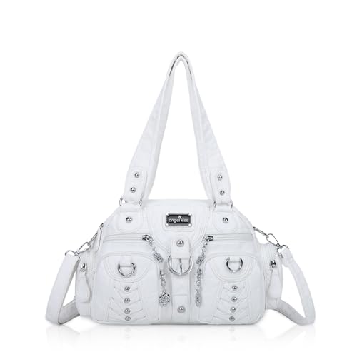 Angel Kiss Small Purse Handbag for Women Crossbody and Shoulder Bags Multipocket Soft Hobo Purses Adjustable Strap（White） - Image 1