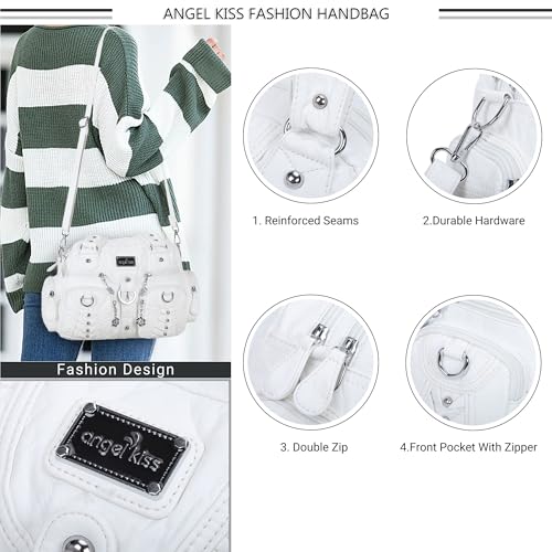 Angel Kiss Small Purse Handbag for Women Crossbody and Shoulder Bags Multipocket Soft Hobo Purses Adjustable Strap（White） - Image 4