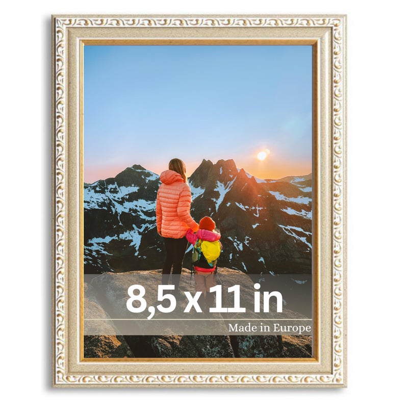 VictoR picture frame Chagall 8.5 x 11 beige gold frame  vintage antique frames with shutterprrof acrylic glass  baroque/antique - Image 1