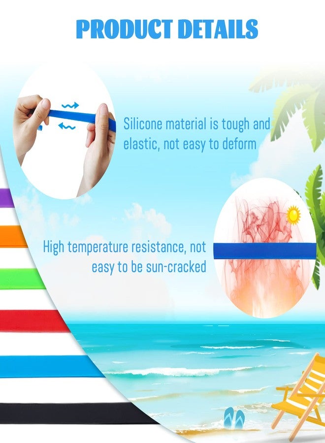 Roucerlin 6 Pack Towel Bands for Beach Chair, Windproof Rubber Beach Towel Clips Bands, Stretchable Colorful Chair Silicone Holder for Swimming Pool Cruise (6 Color) - Image 3