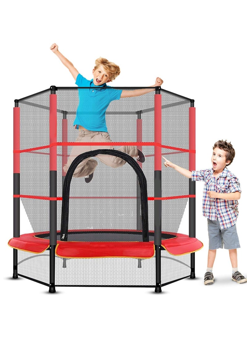Aralifes 5.5ft Heavy-Duty Indoor Bounce Trampolines With Safety Net For Safe And Secure Fun Time 140x140x160cm  - Image 1