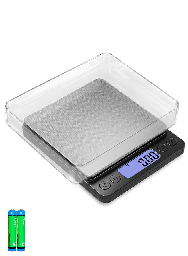 YONCON Digital Gram Scale, 500g/0.01g Accuracy, Small Size Kitchen Food Scale with 9 Units, Mini Jewelry Scale for Gold, Coins, Coffee, Powder, Includes 2 AAA Batteries and 2 Trays (Black) - Image 1