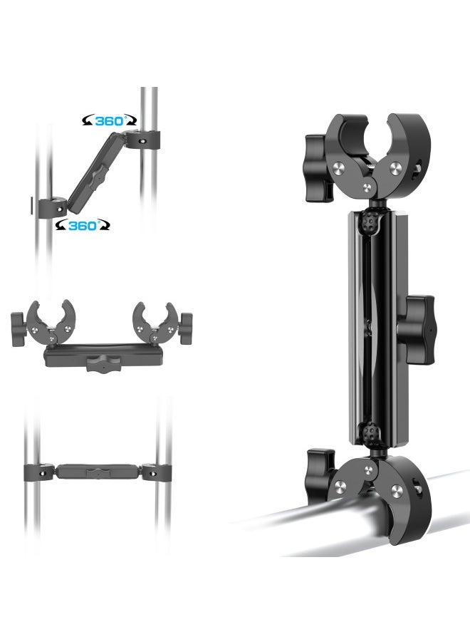 Sports Camera Accessories Motorcycle Riding Selfie Stick Marking Fixing Bracket Aluminum Alloy Double-headed Powerful Clip-Color:Black Double-ended Clip Aluminum Alloy Connecting Rod 6cm - Image 2