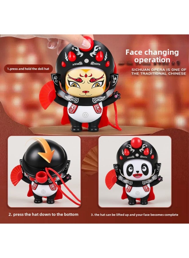 Mask Sichuan Opera Doll National Quintessence Doll Children's Toy Sichuan Features National Tide Panda Face-changing Internet Celebre Doll Decompression-Color:[exquisite Gift Box] ❤️ Sichuan Drama Panda [pink] Variable 5 Faces