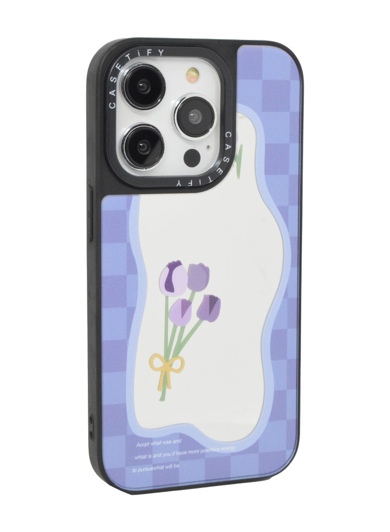 كاستيفي غطاء هاتف iPhone 13 Pro بتصميم الأزهار ، جراب هاتف صلب ، غطاء خلفي من الزجاج المقوى - Image 1