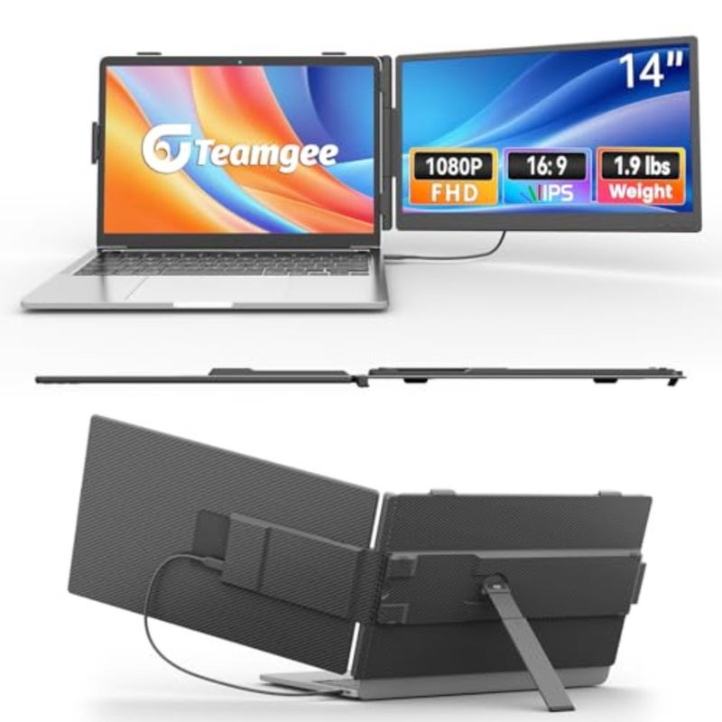 موسع شاشة الكمبيوتر المحمول للألعاب: شاشة FHD 300nit IPS رفيعة للغاية مع 226 دوارة، USB-C/HDMI، شاشة ثانية محمولة لـ Switch/PS5، 0.88 كجم، أسود - Image 1