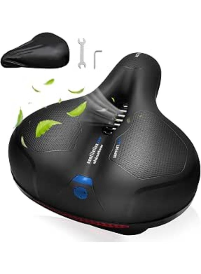 TrueFit TRUE FIT®Bike Seat Cushion Comfort for Men Women, Wide Bicycle Saddle Replacement with Dual Shock Absorbing Ball Memory Foam Padded for Peloton Bike & Bike+/Stationary/Exercise/Indoor/Mountain/Road - Image 1