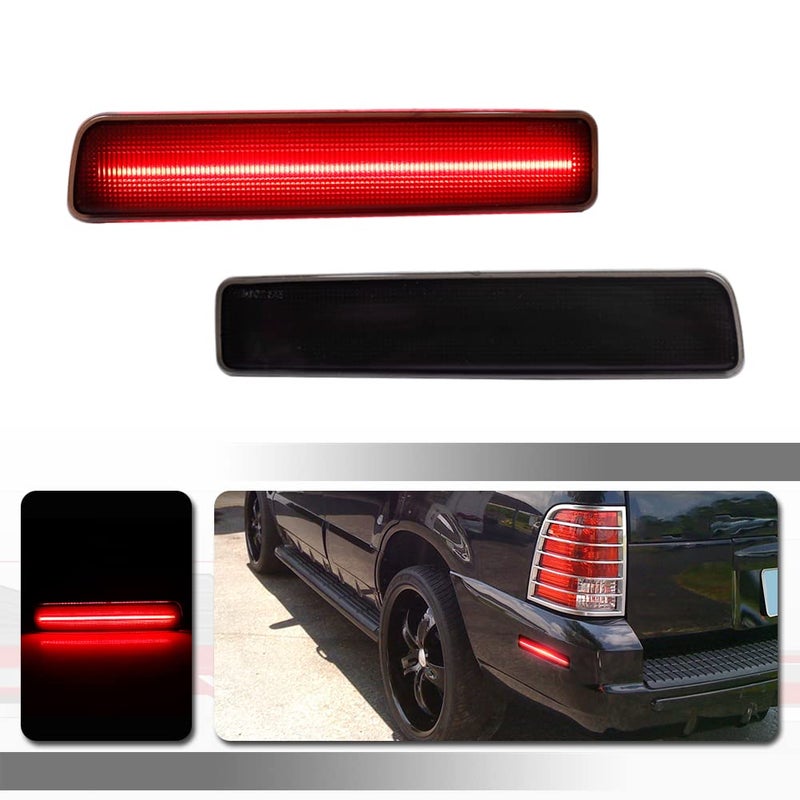 Tonsya Compatible With 2002 2003 2004 2005 2006 2007 2008 2009 2010 Mercury Mountaineer Fender Rear Bumper side Marker Lights Smoked Lens Red Led Lamps OEM 5L9Z15A201CA 5L9Z15A201DA