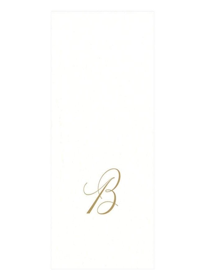 Caspari White Pearl Paper Linen Guest Towels, Monogram Initial B, Pack of 24 - Image 1