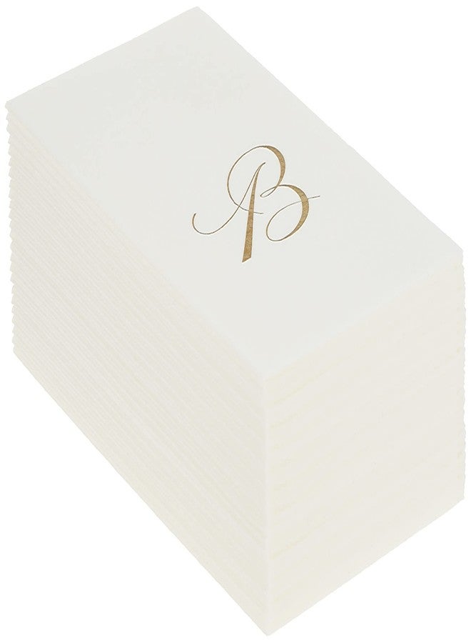 Caspari White Pearl Paper Linen Guest Towels, Monogram Initial B, Pack of 24 - Image 4