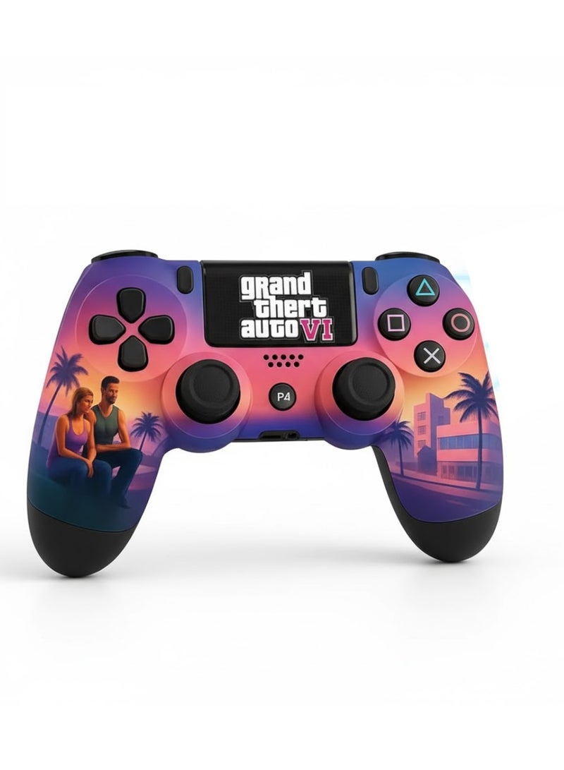DIGI CORE Limited Edition Wireless Controller for PS4, Wireless Game Controller Compatible with PS4/Pro/Slim, PlayX Edition with Enhanced Vibration, Motion Sensor & Ergonomic Grip Grand Theft Auto Print