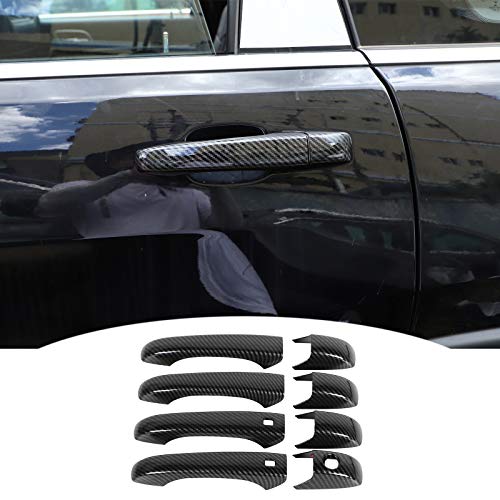 مجموعة غطاء مقبض الباب CheroCar لجيب جراند شيروكي مع فتحات مفتاح ذكي لجيب جراند شيروكي 2011-2020 لدودج دورانجو 2011-2020 ملحقات خارجية من ألياف الكربون