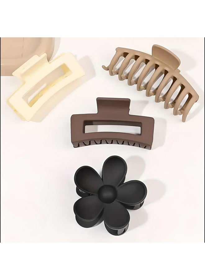 Bakefy- 4 pcs Large Frosted Hair Claws, Assorted Matte Non-Slip Hair Clips, Strong Grip Clips For Thick Hair, Versatile Styles Hair Accessories For Sports, Makeup, And Gift Occasions - Image 2