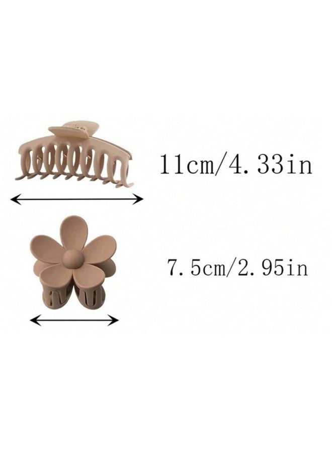 Bakefy- 4 pcs Large Frosted Hair Claws, Assorted Matte Non-Slip Hair Clips, Strong Grip Clips For Thick Hair, Versatile Styles Hair Accessories For Sports, Makeup, And Gift Occasions - Image 4