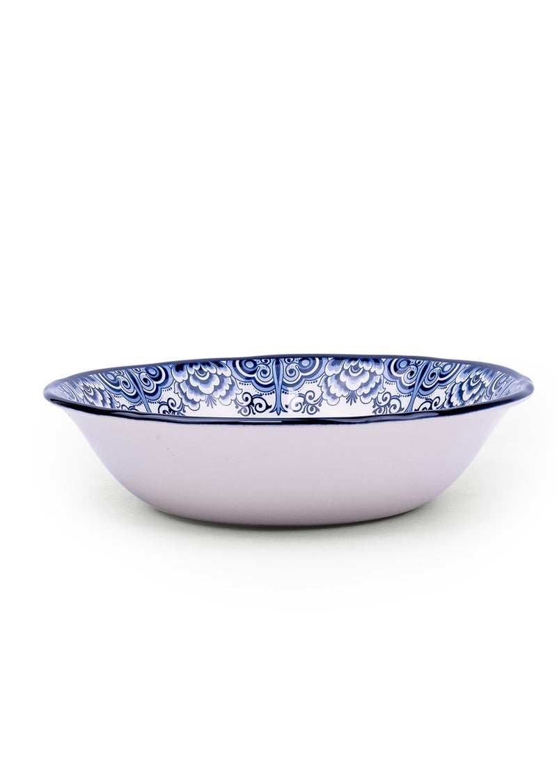 Claytan Lighthouse Blue Pattern 9-Inch Ceramic Salad Bowl (White, Set of 1) - Image 3