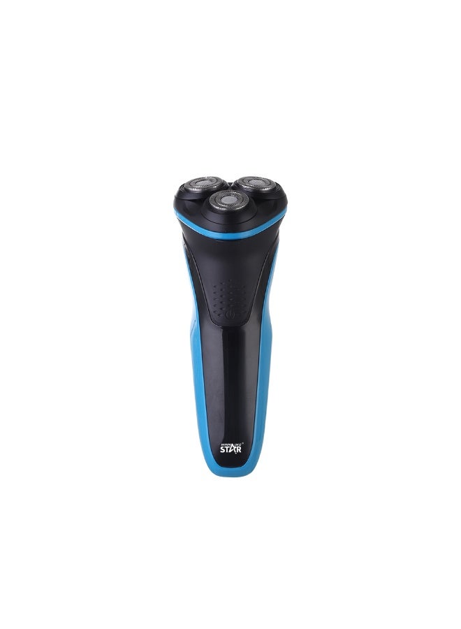 Winning Star Electric Shaver & Beard Trimmer, 3 Rotating Heads, Travel Lock & Pop-up Trimmer, Charging & Cleaning Indicator, Waterproof, 90-Minute Runtime, 8W, Black & Blue, Model: ST-5680 - Image 1