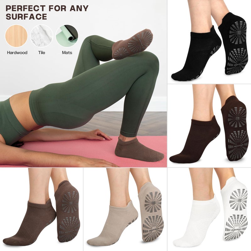 unenow 5 Pairs Pilates Socks for Women Non Slip Socks with Grips for Yoga Hospital Barre Barefoot - Image 2