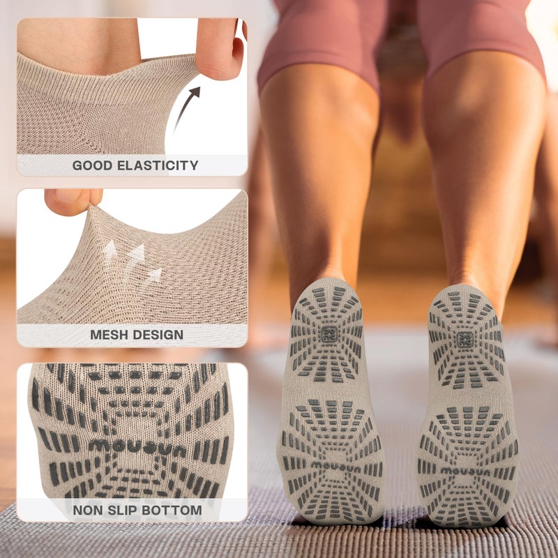 unenow 5 Pairs Pilates Socks for Women Non Slip Socks with Grips for Yoga Hospital Barre Barefoot - Image 5